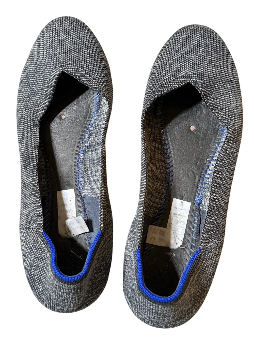 Rothys The Flat Size 9 Charcoal Gray Birdseye Round Toe Washable Knit Ballet